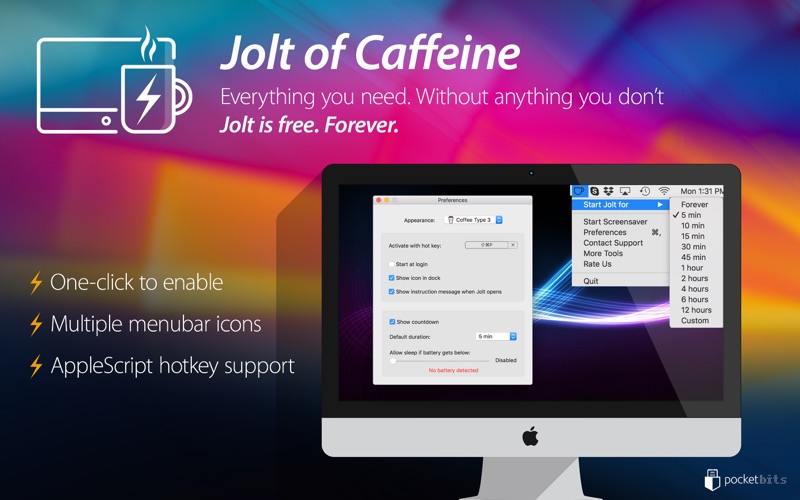 Choose an awake timer from the menu bar